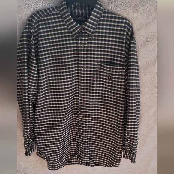 Knights of Round Table Plaid Gingham Flannel Long Sleeve Shirt Vintage - Picture 5 of 8